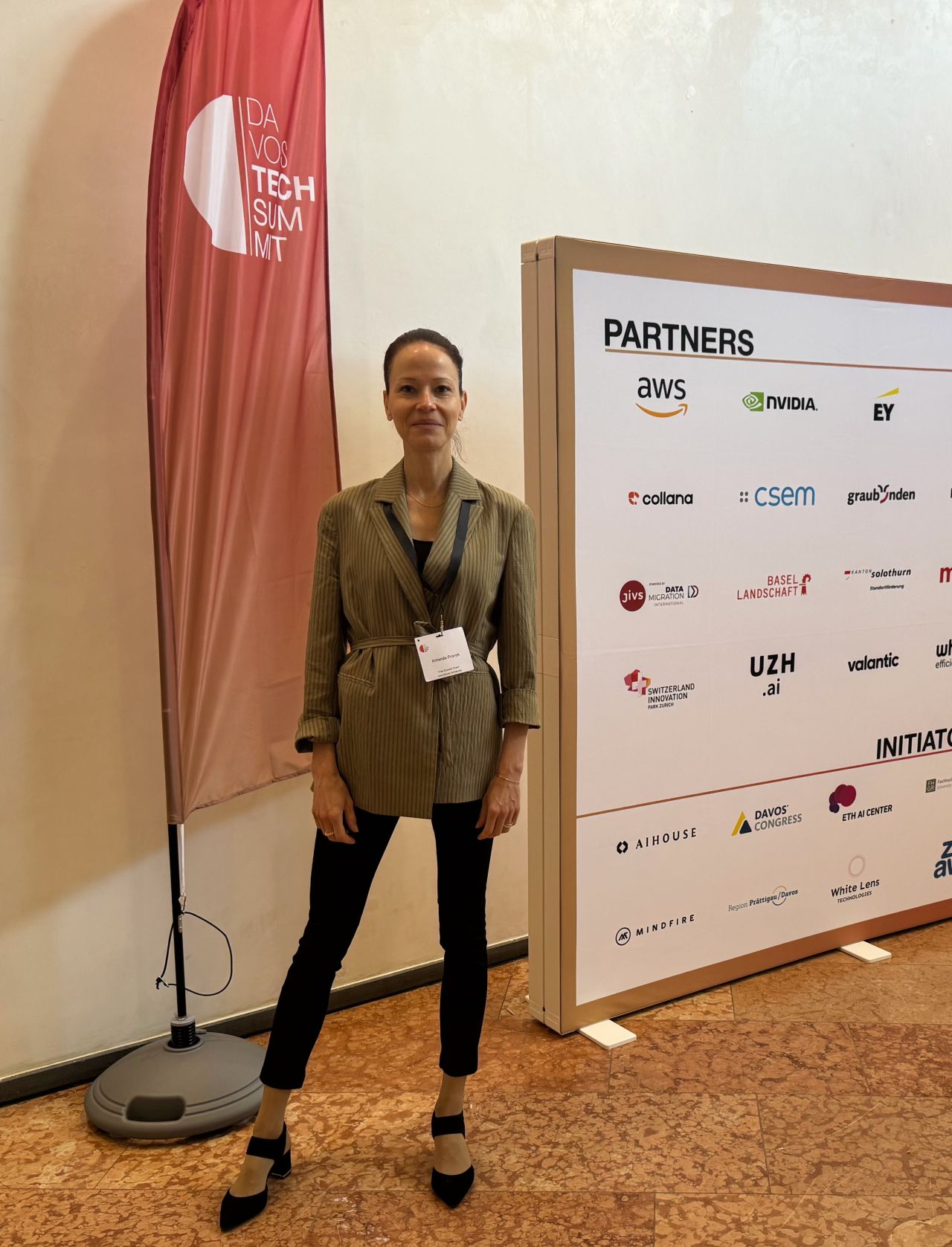 Amanda Prorok at the Davos Tech Summit partners wall